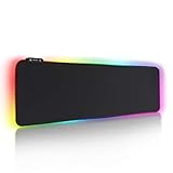 REAWUL RGB Gaming Mauspad Groß - 7 LED Farben 14 Beleuchtungs-Modi Gaming Mouse Mat, Rutschfester...