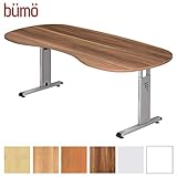 bümö Stabiler Schreibtisch höhenverstellbar 200 x 100 cm | Bürotisch in Zwetschge |...