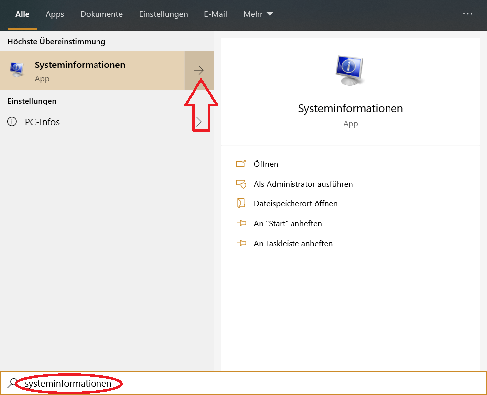 Windows 10 Systeminformationen öffnen